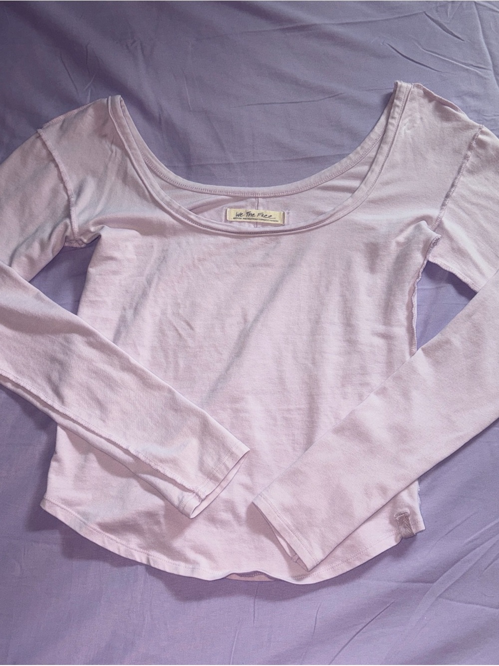 We The Free Lilac Scoop Neck Long Sleeve Tee